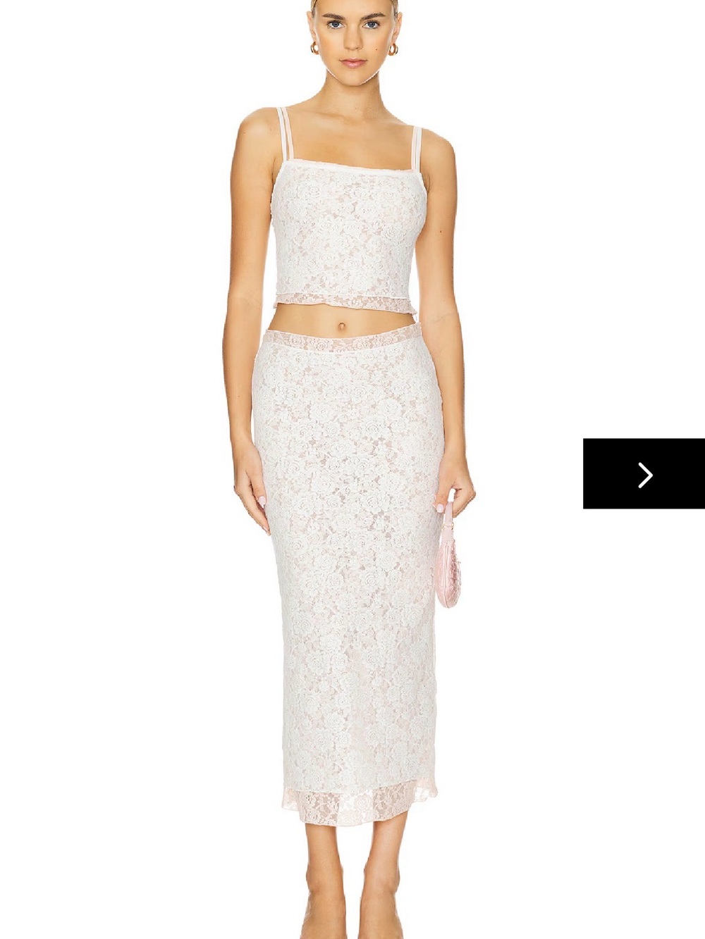 superdown Blush Lace Midi Pencil Skirt